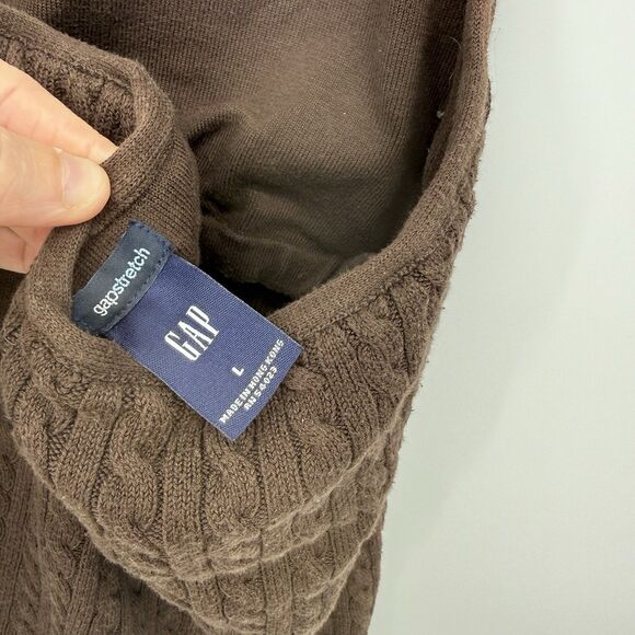 Gap Brown Y2k Halter Cable Knit Tank Top Cotton Size Large - Picture 9 of 11